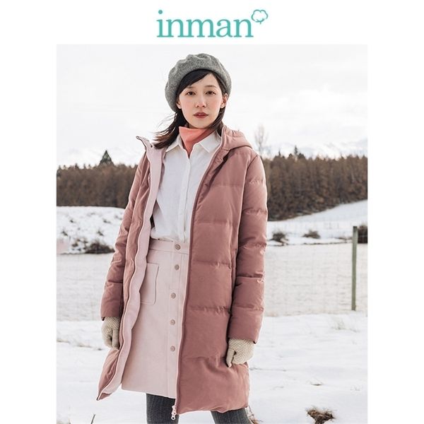 

inman russian winter female solid hooded straight loose warm women long duck down ladies jacket coat lj201127, Black