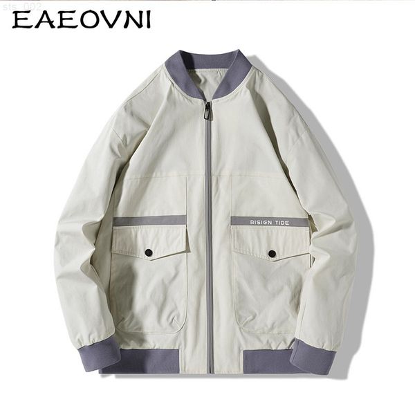 

eaeovni new mens cargo jacket fashion casual baseball jacket men's stand collar bomber jacket japanese outerwear jackets coats t220716, Black;brown