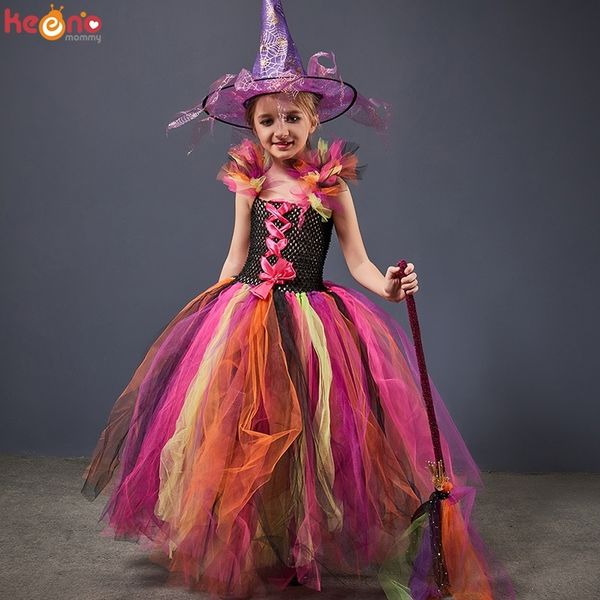 

special occasions gaun tutu anak perempuan penyihir jahat pelangi kostum hallowe 220823, Blue