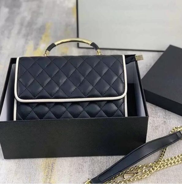 

tz 21cm women's vintage tote bags genuine leather aged black crossbody bag gold-tone metal handle chain handbag diamond quilting white