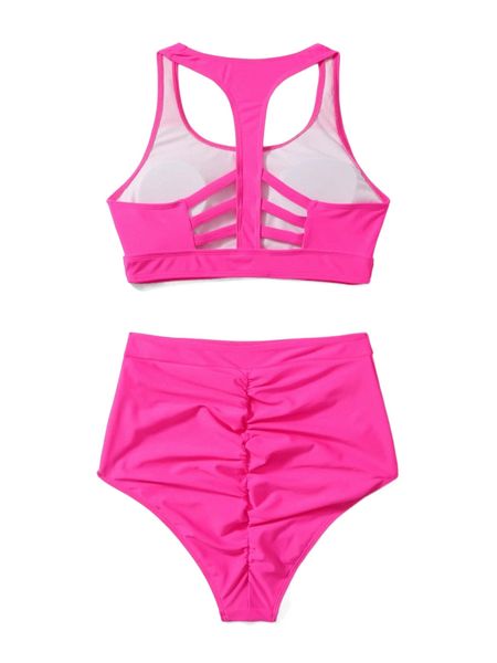 

solid high waisted bikini swimsuit r4u6#, White;black