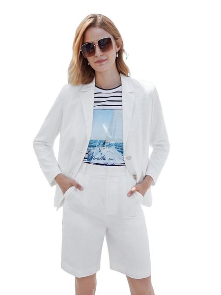 

motf premium linen single breasted blazer l2so#, White