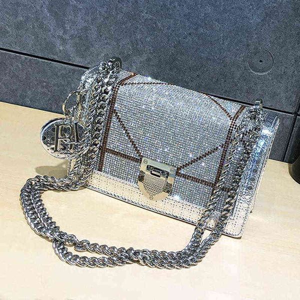 

bag 2021 luxury designer diamond crossbody bag fashion leather shoulder messenger clutches bags casual chain women's handbagags