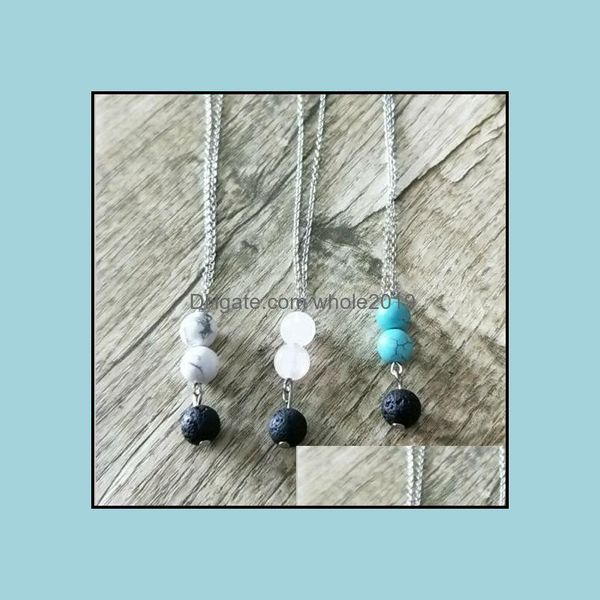 

pendant necklaces pendants jewelry fashion natural lava stone turquoise necklace volcanic rock aromatherapy essential oil dhf6j, Silver