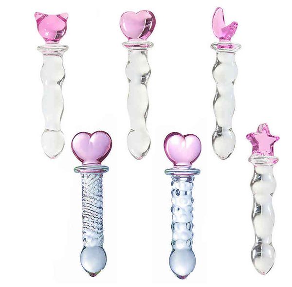 NXY Anal Toys Glass Plug Plug Adult Sex Butt Transparent Toy para mulheres Dildos vaginais Butplug Shop 220506