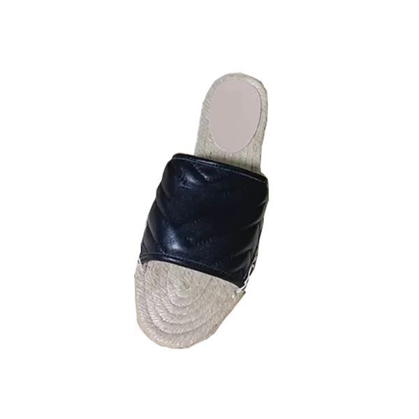 

classic lettered flat woman slippers summer fashion colorful canvas 2cm rope platform beach casual slides sandal shoes size 38-41, Black