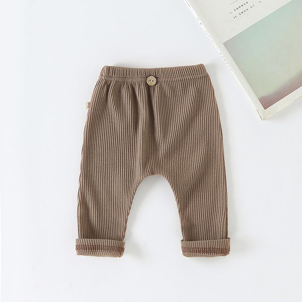Calça de bebê casual de fundo de calça de calça de calça elástica de calça listrada de cor sólida para crianças para crianças meninos roupas meninas 988 e3