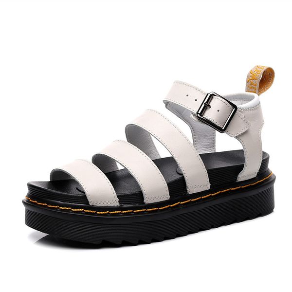 

plateforme sandales first layer cowhide martin sandals blaire fashion casual roman sandals lightweight platform metal buckle wom, Black