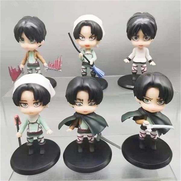 

6pcs/set anime attack on titan figure toy eren jager mikasa ackerman armin arlert eren mini model doll 10cm for children gift y122244g