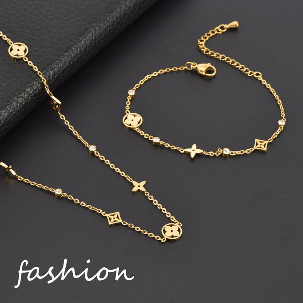 

elegant design clover pendant necklace gold flower charm bracelet for women gift, Silver