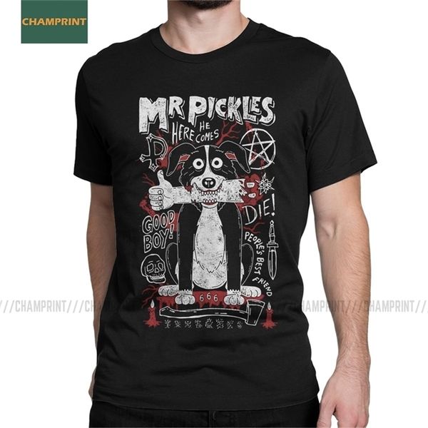 

mr pickles men's t shirts tv adultswim mature dog evil satan funny tee shirt short sleeve t-shirt cotton 4xl 5xl 6xl t200224, White;black