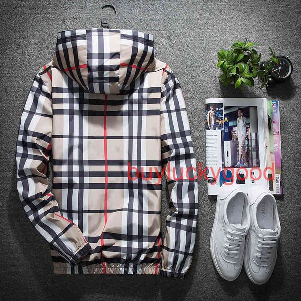 

brand coat jacket men's spring autumn 2022 new korean fashion slim hooded clothes plaid coat so good, Black;brown