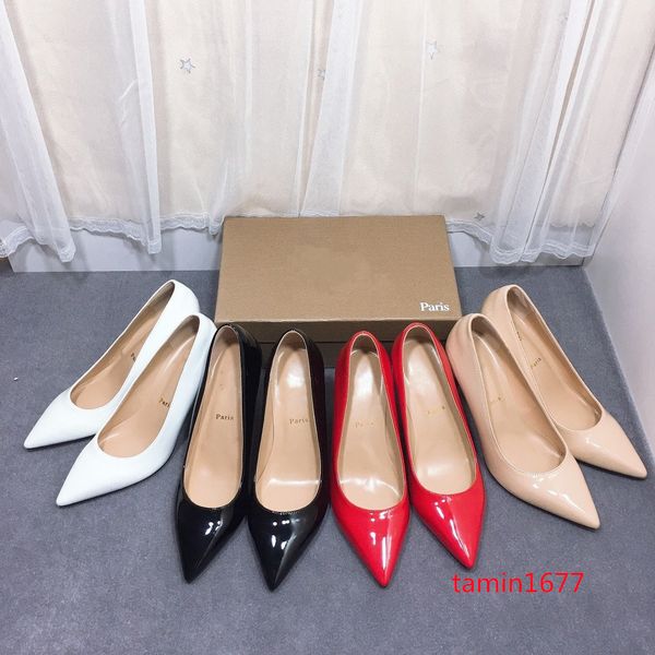 

2022 women shoes red bottoms high heels pointed toe red sole 6cm 8cm 10cm pumps wedding dress shoes nude black shiny