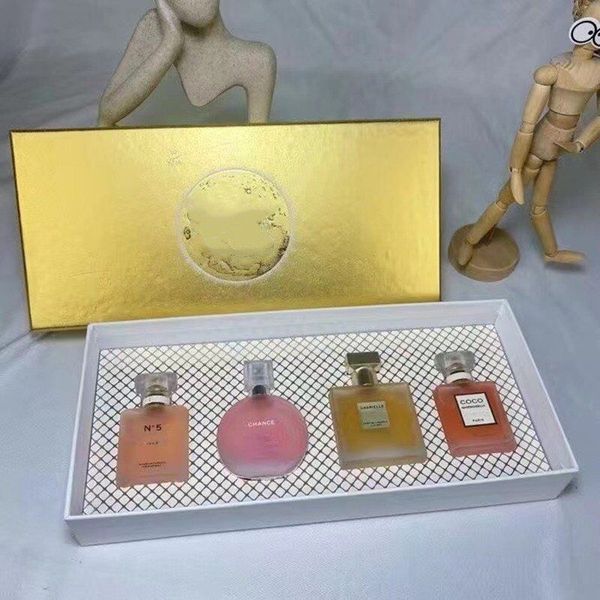 

party favor perfume kit fragrance frosted glass bottle 4*25ml chance no.5 pairs co/co perfumes kit for woman fast delivery