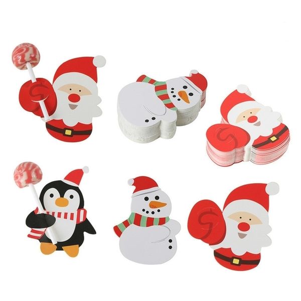 Noel Süslemeleri Noel Baba 50pcsset Lollipop Şeker Kağıt Kartı Yıl Hediyeler Dekor Kerst Noel Navidad Y201020