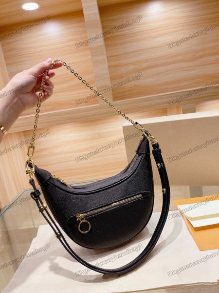 

m81098 loop half-moon monograms baguette designer women bag croissant chain purse clutch crossbody handbag shoulerbag
