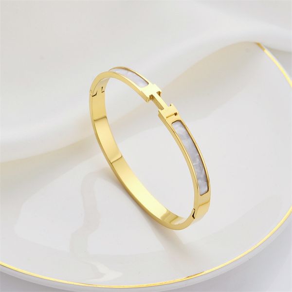 

new 18k gold stainless steel h bangle bracelet jewelry for women gift, Black
