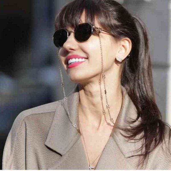 

sunglasses year warren va40 style round frame metal versatile ins women's chain h6uw, White;black
