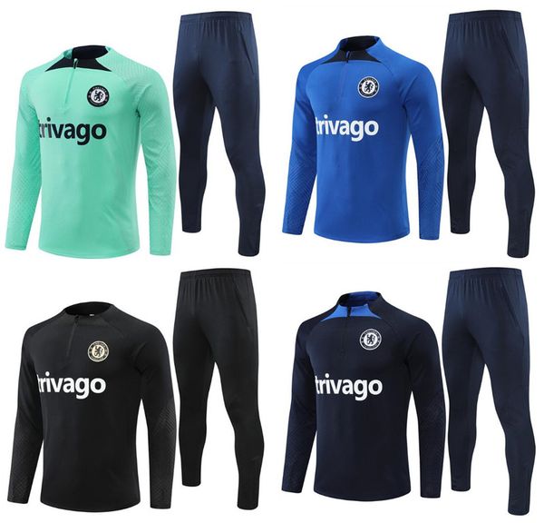 

22 23 kids cfc soccer tracksuits jerseys sterling havertz pulisic ziyech kante werner football jacket 2022 2023 deleson kane hojbjerg lucas, Black;yellow