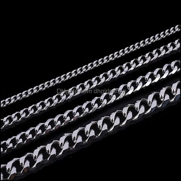 

chains necklaces pendants jewelry titanium steel chain wholesale stainless six side grinding necklace for women and men single dhe0j, Silver