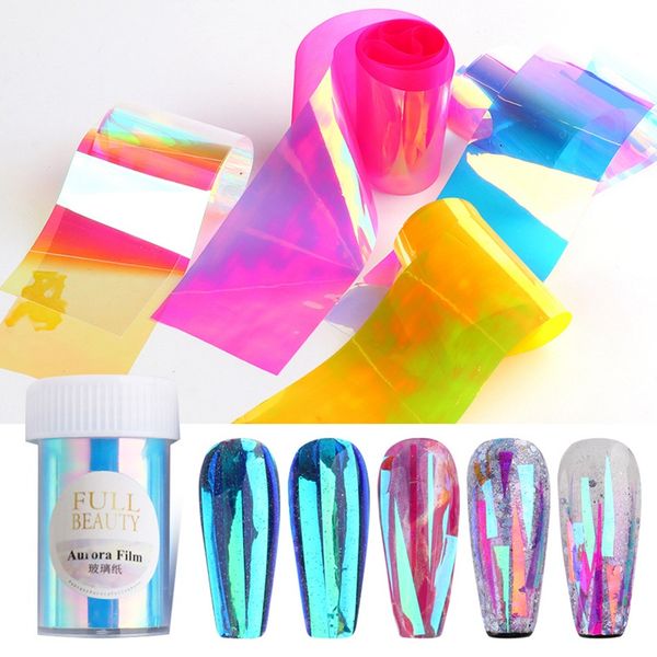 

aurora nails foil film sticker cellophane paper korean nail glass foils trend design ice cube manicure nails diy decoration 162, Black