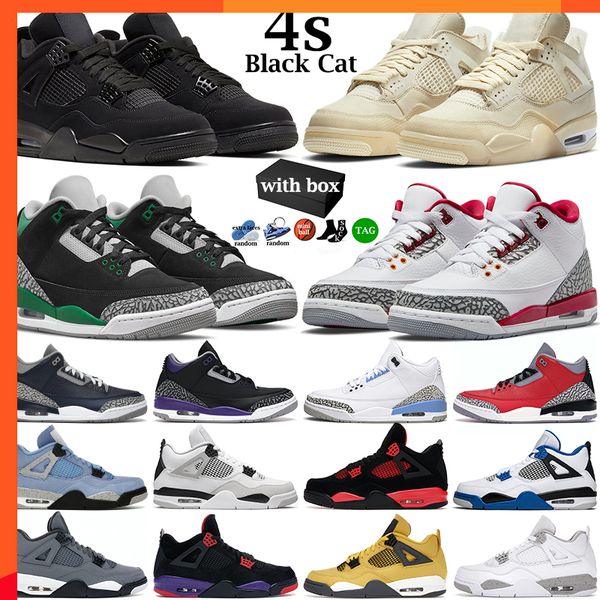 

men basketball shoes 4 4s women sail military black cat red thunder university blue white oreo cool grey 3 pine green cardinal cement unc
