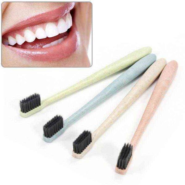 

toothbrush 1 portable environmental protection travel toothbrush wheat straw handle children's and bamboo charcoal tongue cleaner 0312