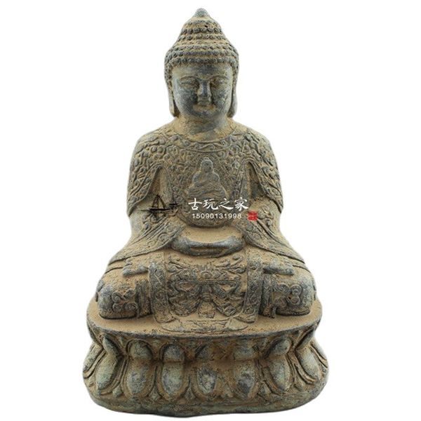 

chinese old buddha bronze statue rulai buddha copper statue, Black