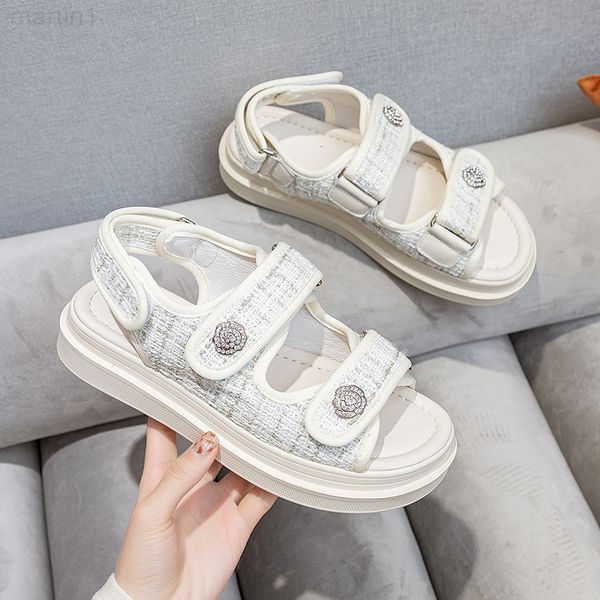 

sandals designer flat sandals summer 2022 women's shoes thick soled fashion casual student small fragrance roman sandals7qqi, Black