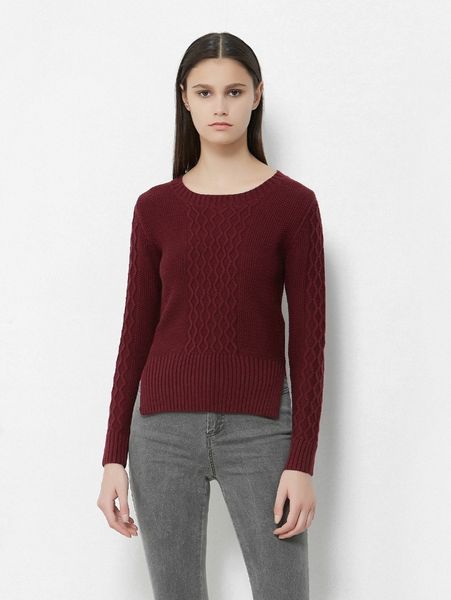 

solid split hem sweater y5ub#, White;black