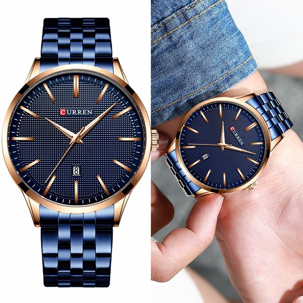 

curren fashion auto date stainless steel watch mens sport business quartz men watches causal business male clock