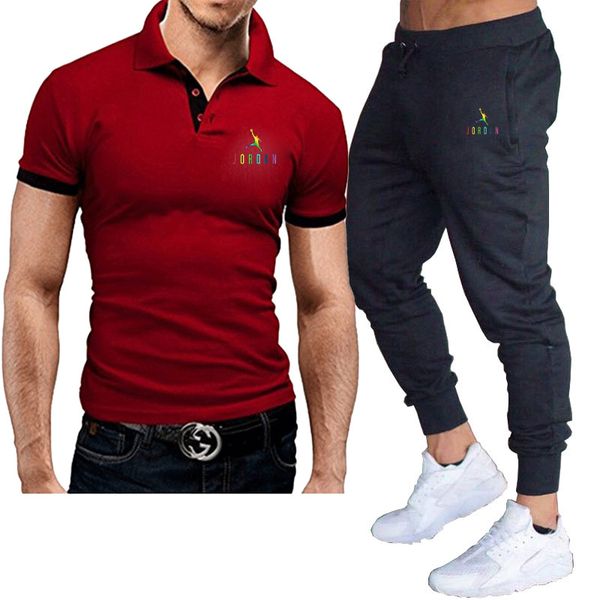 

2022 sets summer running sport men's tracksuits summer joggers clothing gyms fitness men sportswear set two t shirts shorts luxury polo, Gray
