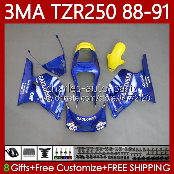 Kit de feiras para Yamaha TZR-250 TZR250 TZR 250 R RS RR 88 89 90 91 ABS Bodywork Blue Go !!! 115NO.56 YPVS 3MA TZR250R TZR250RR 1988 1989 1990 1991 TZR250-R 88-91 moto corpo