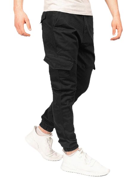 

men flap detail drawstring waist pants g7ec#, Black