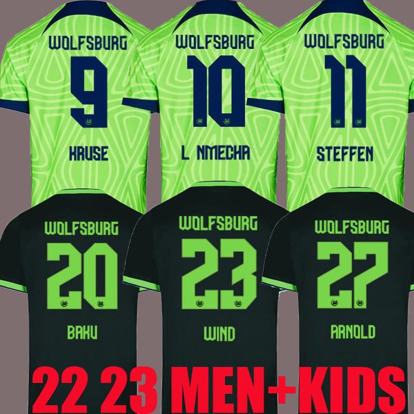 

22 23 wolfsburg soccer jersey 2022 2023 home .nmecha steffen shirts away roussillon mehmedi mbabu wind arnold nmecha kruse weghorst, Black;yellow