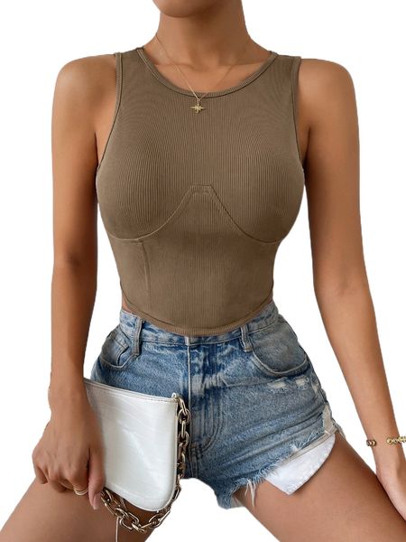 

solid ribbed knit tank v5ig#, White