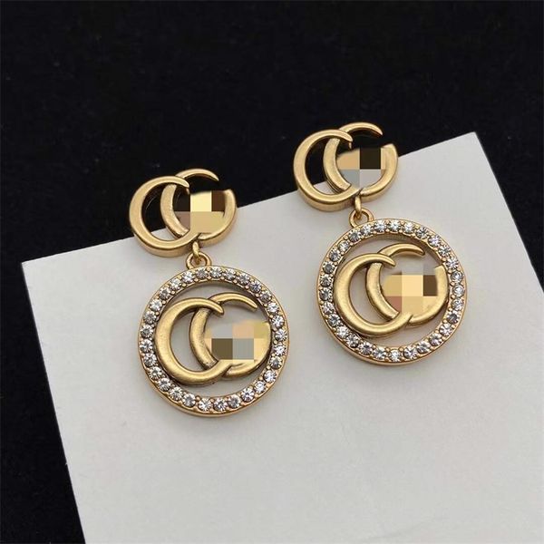 

80% off online new ring diamond inlaid hollow letter earrings net red same s925 earrings, Golden