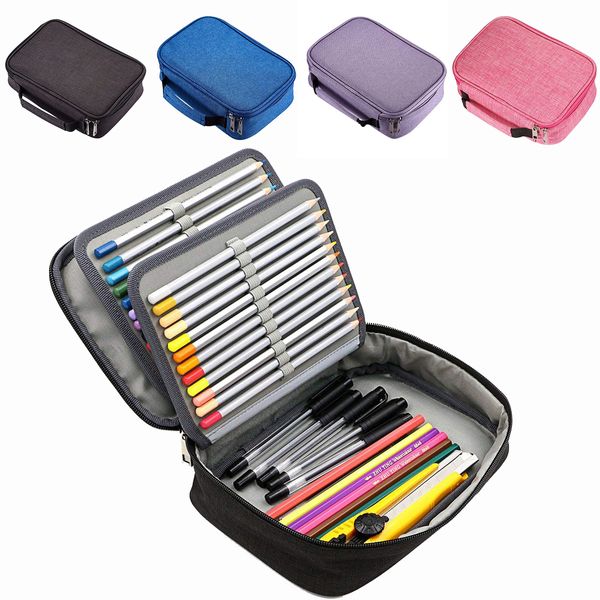 Kalem çantaları kasa sanat depolama kalemi perde 72 delikli eskiz kalemler renkli kalem kılıfları gözenekli kırtasiye kutusu