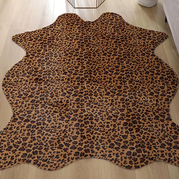Carpetes 75x110 cm tapetes de estampa de leopardo Anti -cadeira de cadeira de cadeira Faux Cowhide Skin Carpet Area Furry Rug Room Bedroom Mat Home Decorcarpe