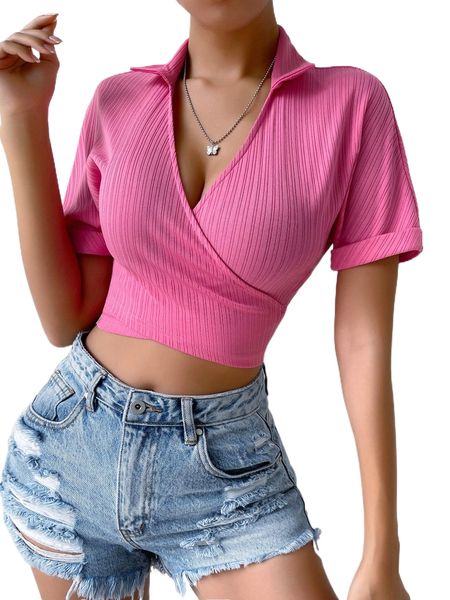 

wrap cross tie back dolman sleeve ribbed knit tee d20g#, White