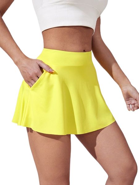 

wideband waist slant pocket sports skort p8o7#, Gray