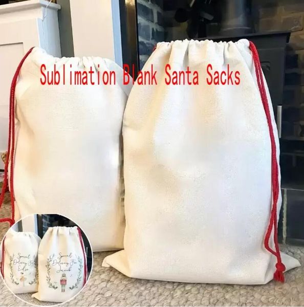 

dhl sublimation blank santa sacks diy personlized drawstring bag christmas gift bags pocket heat transfer c0803g01