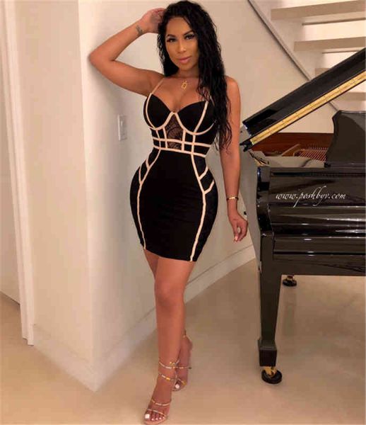 

casual dresses fashion suspender lace slim bag buttocks show thin nightclub cocktail party bandage dress, Black;gray