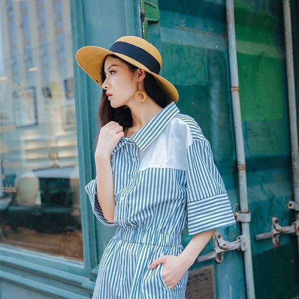 

catsuit cotton broadcloth casual print bodysuit polyester summer jumpsuit waist t200704, Black;white