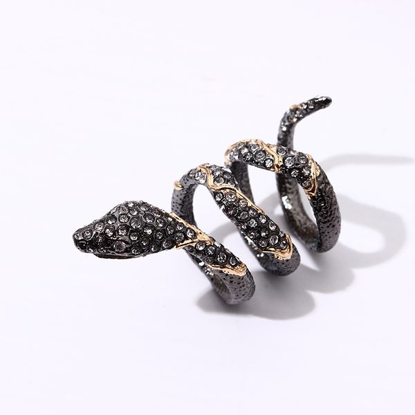 

black snake band rings gold rings with crystal, Silver