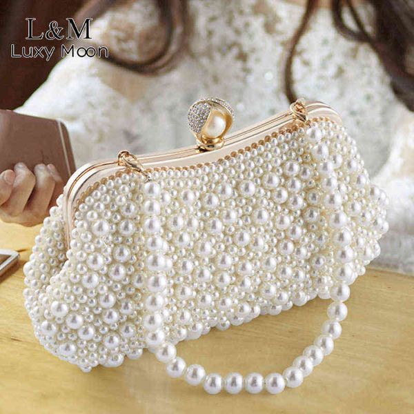 Abendtaschen Luxus Perle Abend Handtasche Frauen Handgefertigte Perlen Bankett Handtasche Braut Hochzeit Dinner Party Tag Kupplung Telefon Brieftasche Xa831h 220318