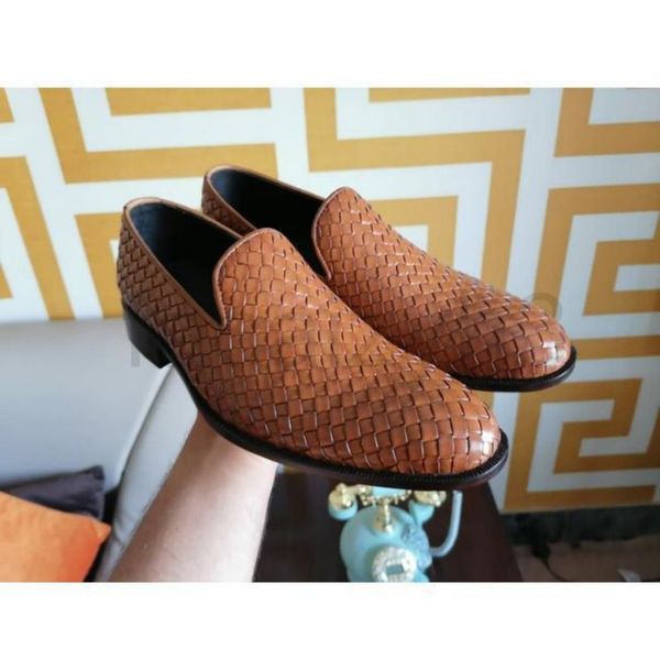 

dress shoe designer lofook shoes men's pu ankle brown classic casual wedding party woven pattern pullover fashion, Black