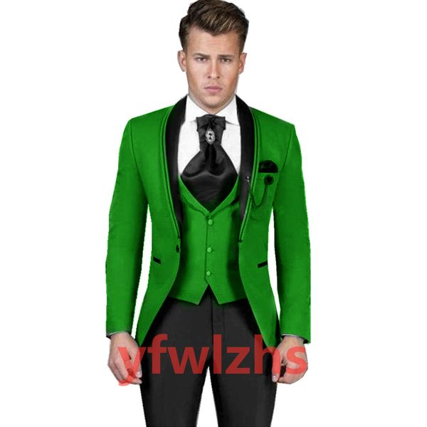 

handsome one button man's suits shawl lapel groom tuxedos groomsmen wedding/prom/dinner man blazer jacket pants vest tie n050, Black;gray