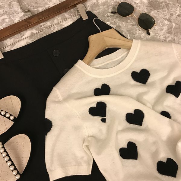 

women's t-shirt designer ruan dai love heavy industry jacquard soft waxy comfortable spring and summer 2022 new women's short slee, White