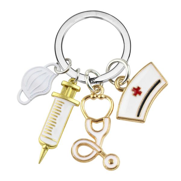 Toplu Fiyat Hemşireleri Doktorlar Maskeler Anahtarlar Kolye Tıbbi Ambulans Personeli Anahtar Yüzükler Şırıngalar Stetoskoplar Anahtarlık Takı